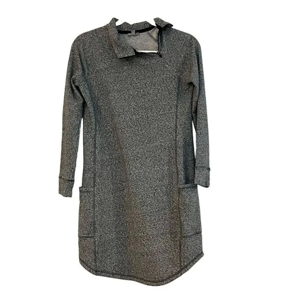T By Talbots Women’s Gray Long Sleeve Dress Zipper Neck Pockets